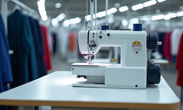 Industrielle Nähmaschine in einer Textilfabrik