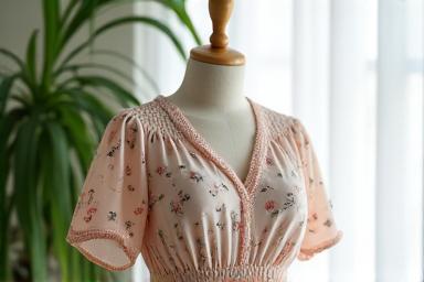 Leichte Sommerbluse mit floralen Mustern, Konfektionsware.