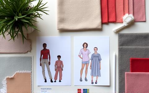 Skizzen und Moodboard eines Modeprojekts