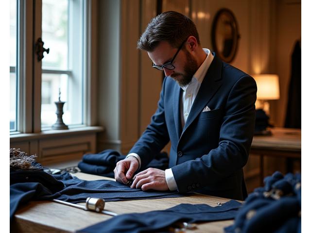 Gründer von Schneiderturm Mode in einem luxuriösen Atelier